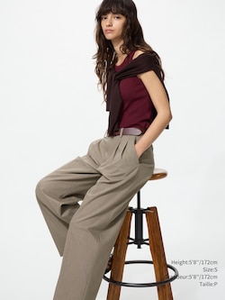 Smart Pleated Wide Pants | Check