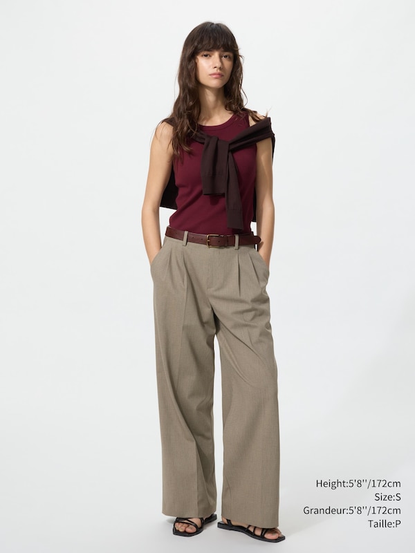 Smart Wide Straight Pants | Check