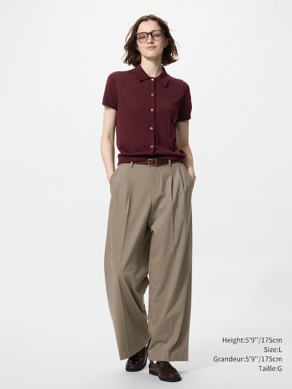 Smart Pleated Wide Pants Check | Tall