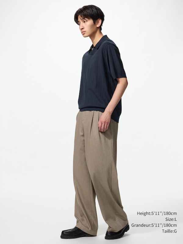 Smart Pleated Wide Pants Check | Tall