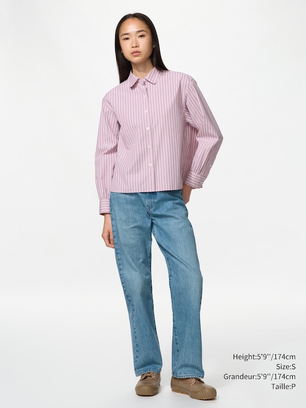 Cotton Volume Sleeve Shirt | Striped