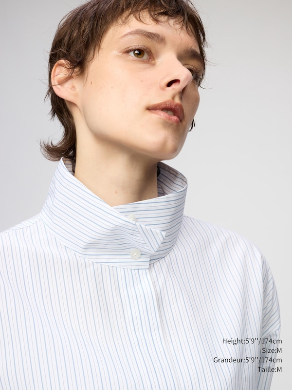 FEMME CHEMISE EN COTON COL OFFICIER