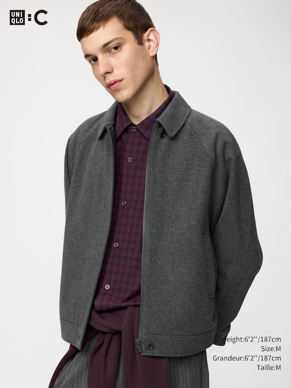 Wool Blend Harrington Jacket