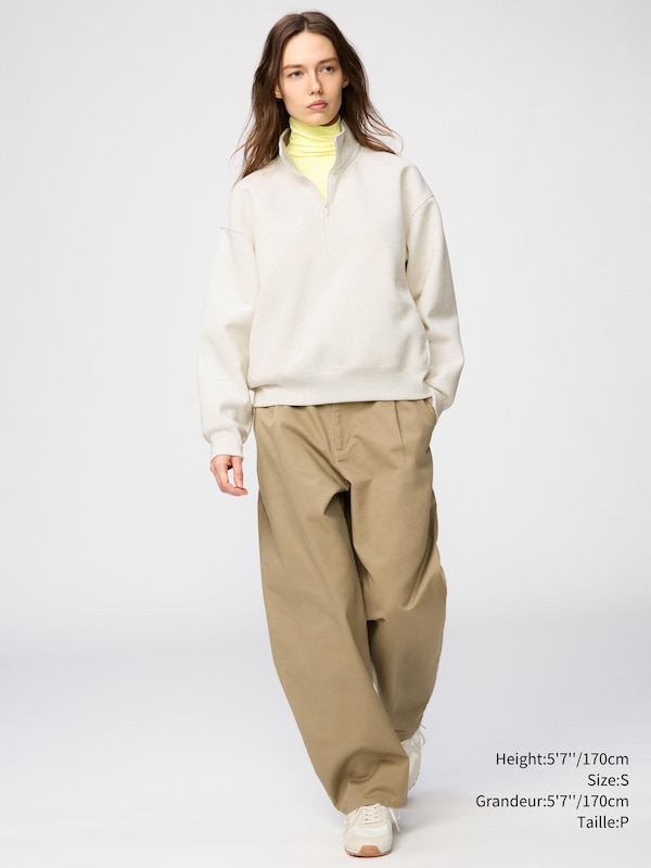 FEMME CHANDAIL EN COTON OUATÉ À DEMI-ZIP