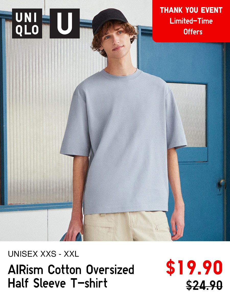 AIRism Cotton Oversized Crew Neck Half Sleeve T-shirt