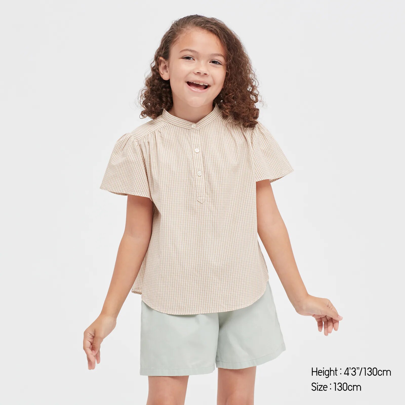 GIRLS GINGHAM CHECKED SHORT SLEEVE BLOUSE