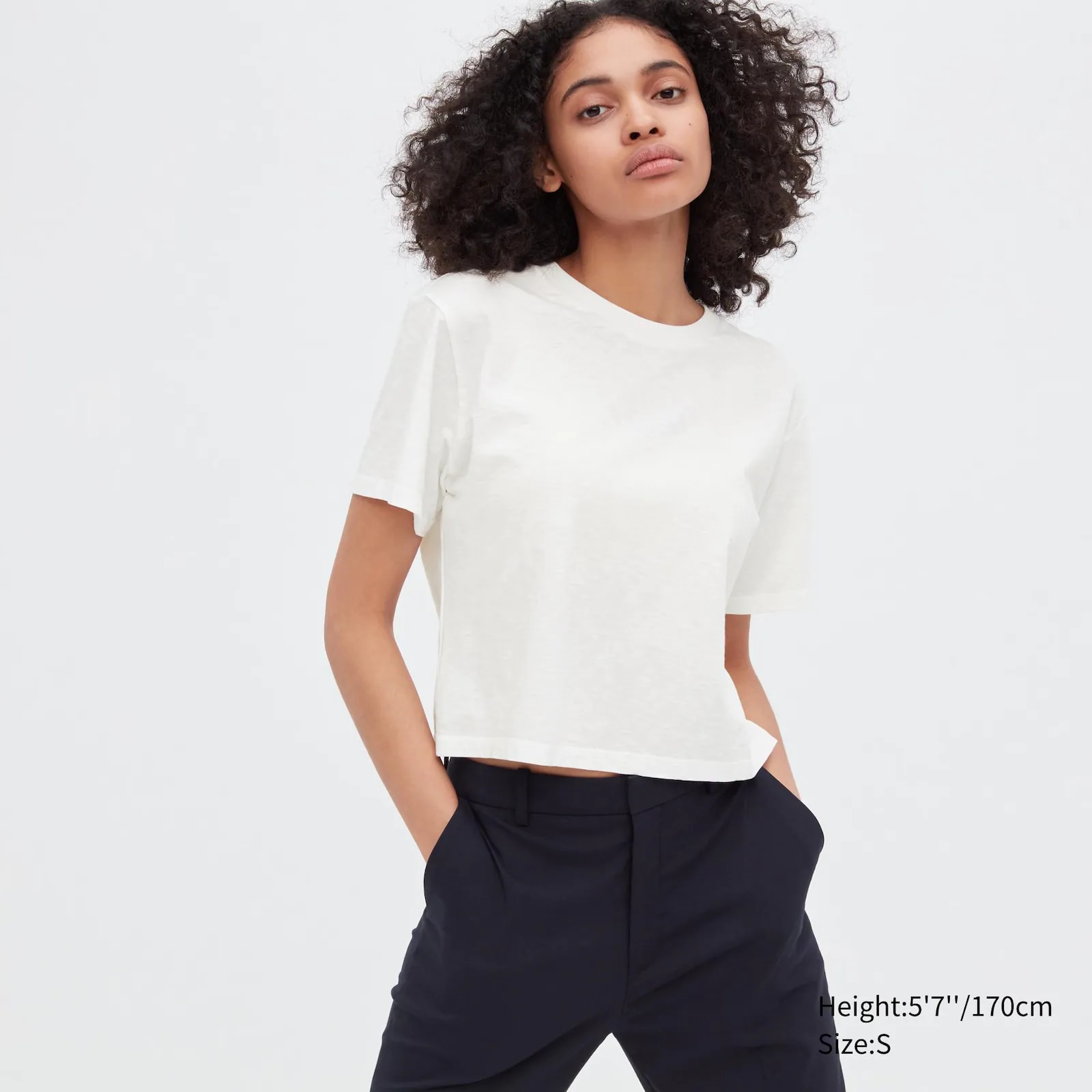 T-shirt court en jersey brossé à col rond