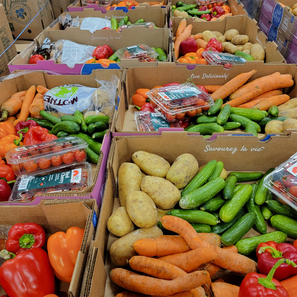 Box filled with assorted vegetables