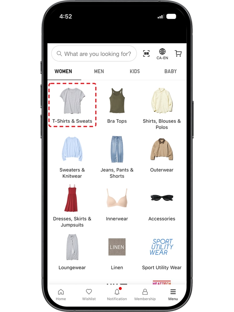 It's now possible to skip the category selection and go straight to the product list to find what you're looking for.