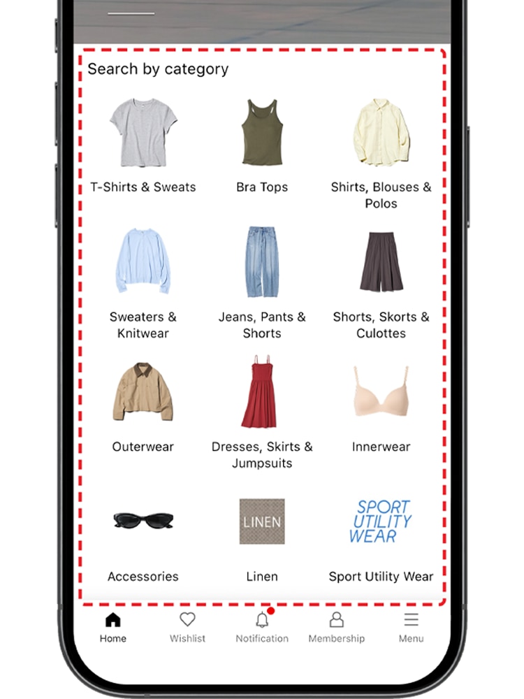 The category list is now displayed on every page on the home screen, making it easier to find the category menu.