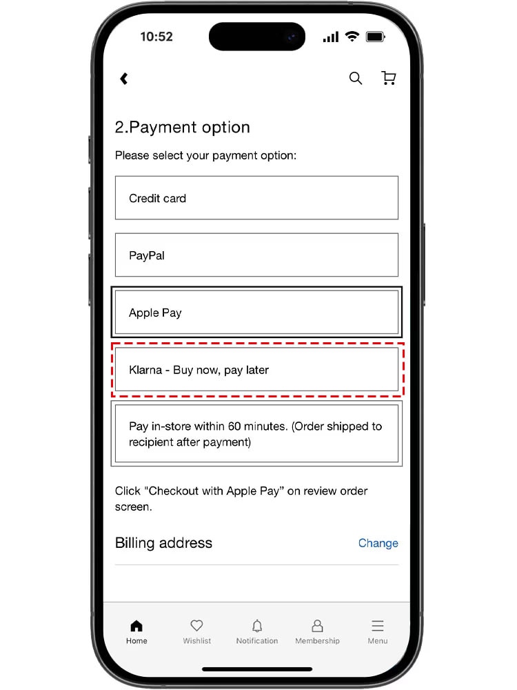 Klarna is one of our newest payment options available at checkout. Select Klarna to shop now and pay later in easy installments.