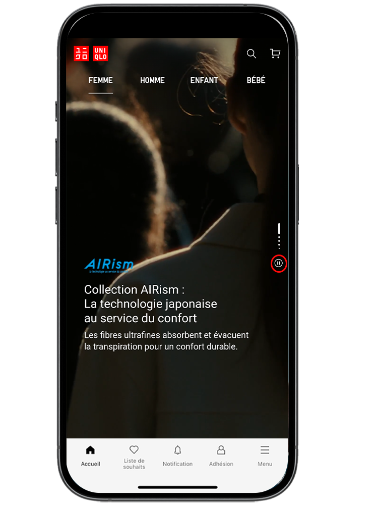 Mettez en pause la lecture des vidéos à l'aide d'un bouton sur l'écran.