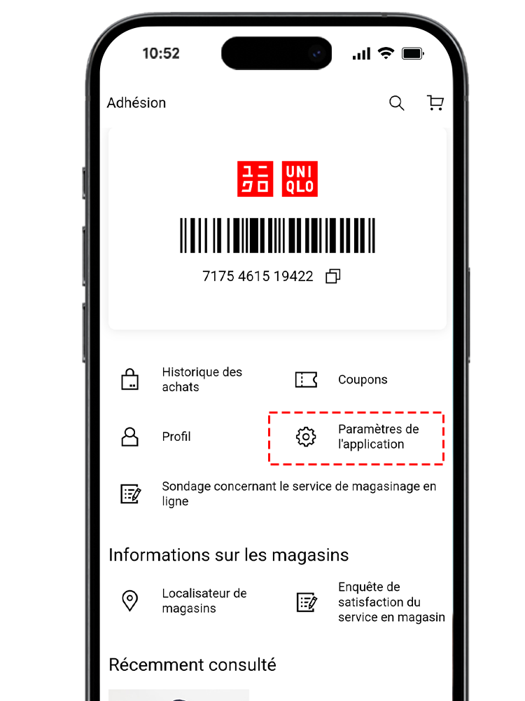 Selectionnez les « Paramètres » sur la page « Mon compte » pour afficher les paramètres de lecture vidéo par défaut. 