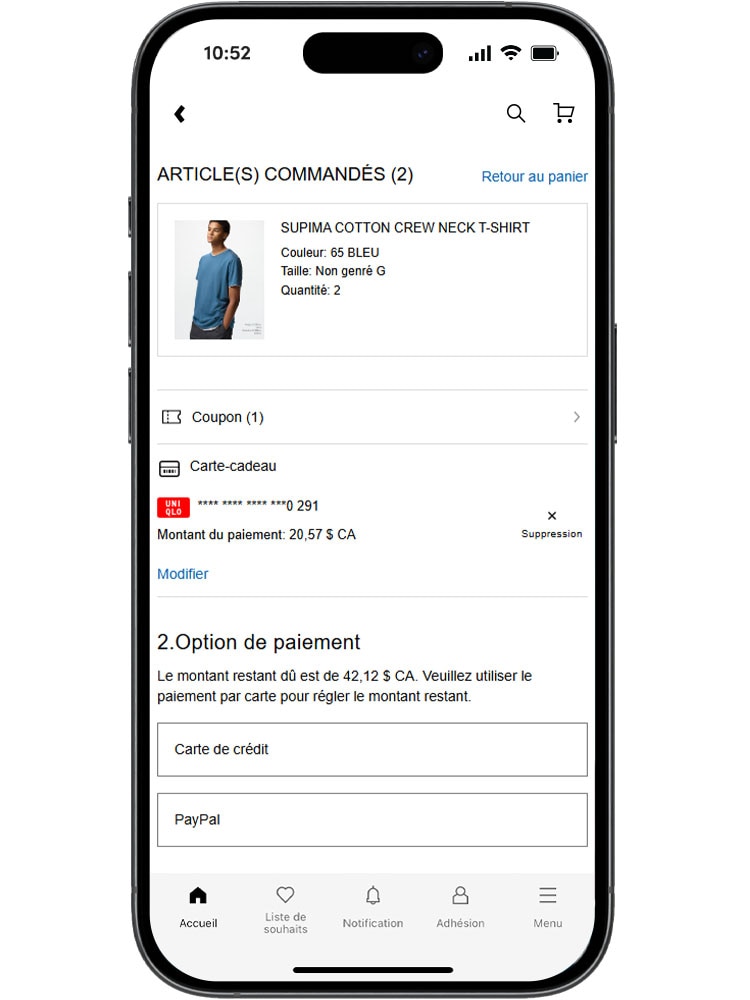 Vous pouvez désormais utiliser nos cartes-cadeaux électroniques pour effectuer des achats en ligne. Sélectionnez l'option carte-cadeau lors du paiement.