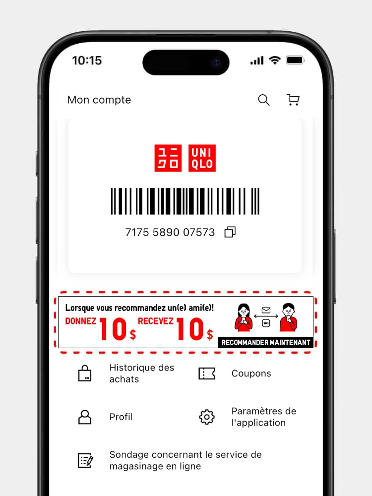 Connectez-vous à votre compte et sélectionnez la bannière « Recommander un(e) ami(e) » sur la page d'adhésion. 