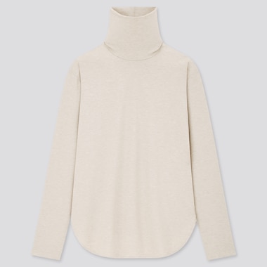 Women AIRism Seamless Turtleneck Longline Long Sleeved T-Shirt