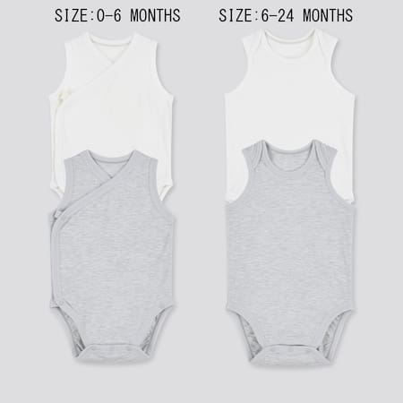 Babies Newborn Cotton Blend AIRism Bodysuit (Two Pack)