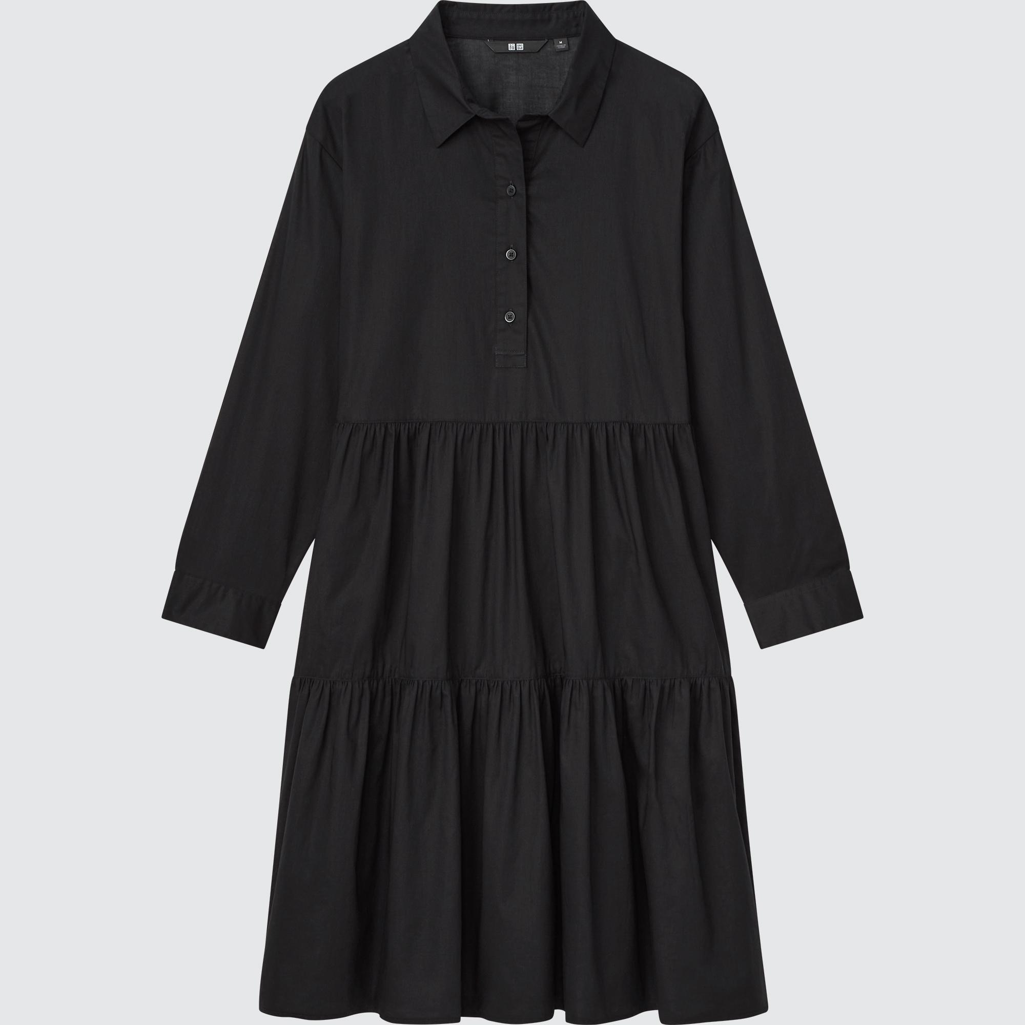 V Neck 3/4 Sleeve Flare Dress | UNIQLO