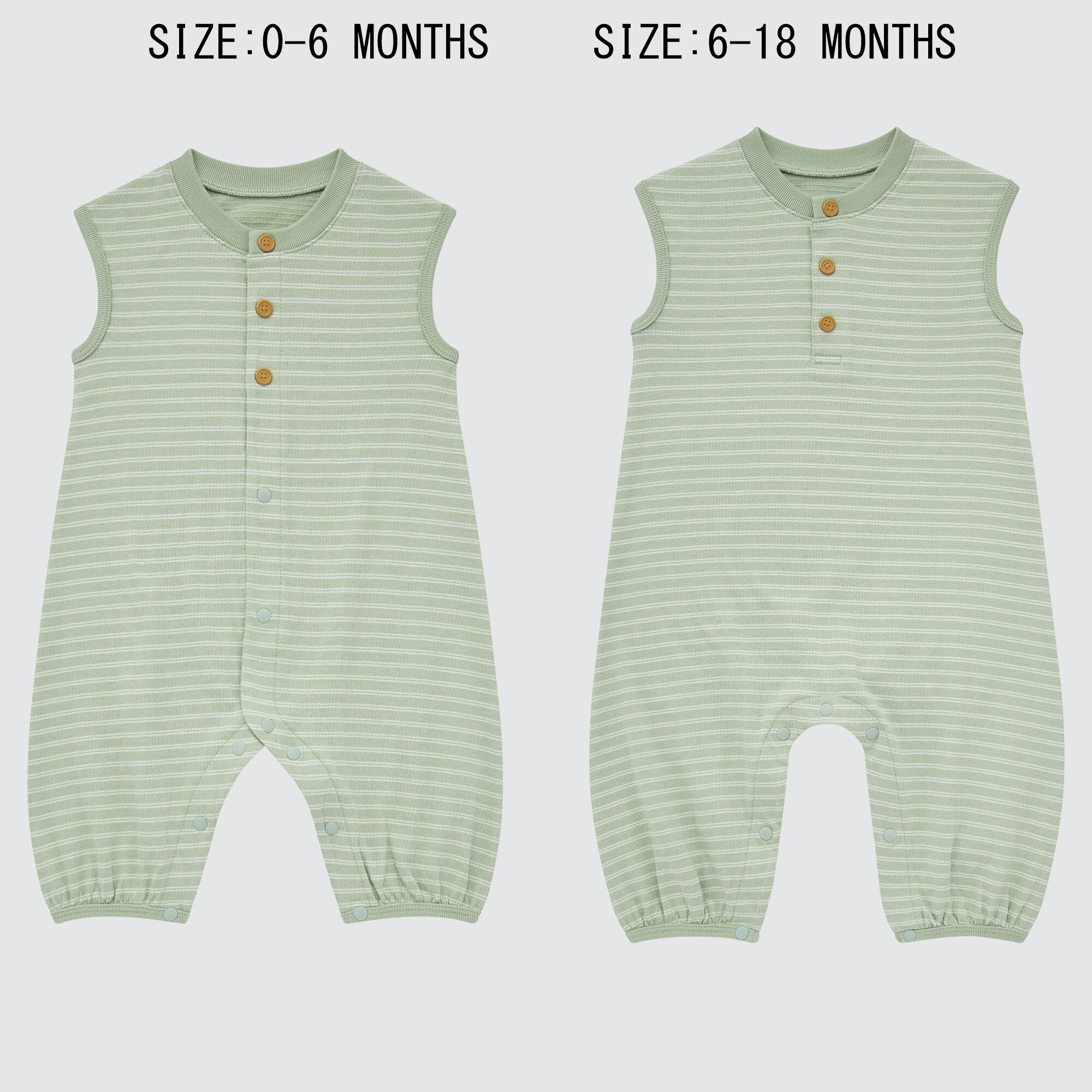 Uniqlo Neonati Abbigliamento Intimo Pagliaccetti Cotone Tutina Monopezzo A Righe Senza Maniche 3-6 Mo 