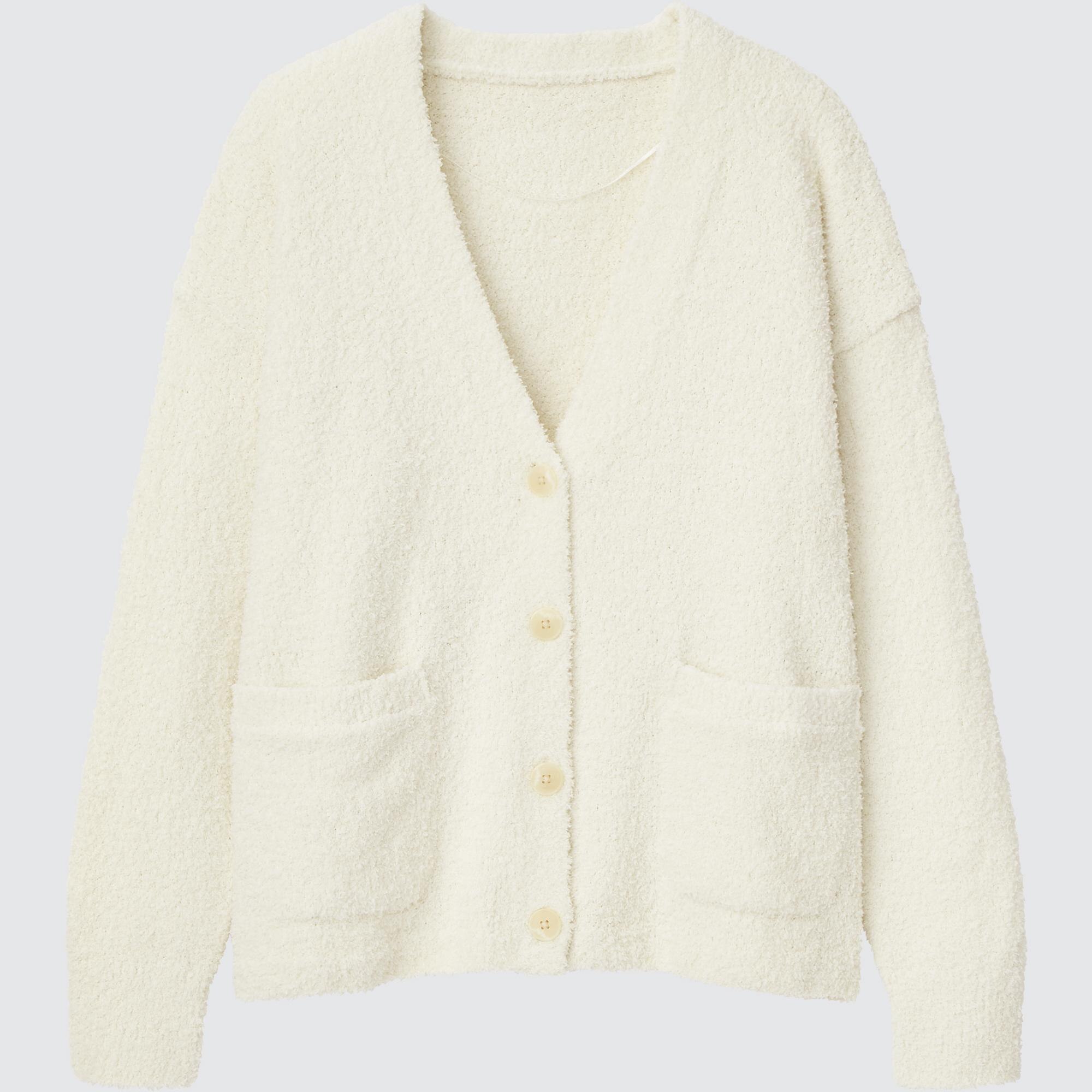 Uniqlo - Soft Fluffy Cropped Fit Cardigan - Off White