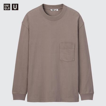 T-Shirt Uniqlo U 100% Cotone Girocollo Maniche Lunghe
