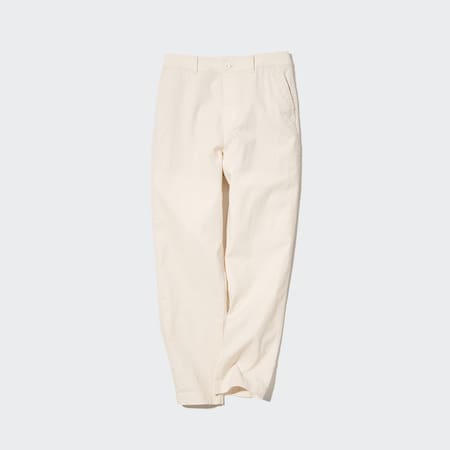 Linen Cotton Blend Tapered Trousers