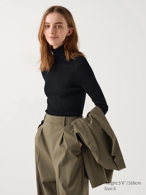 100 % Merinowolle Rollkragenpullover (gerippt)