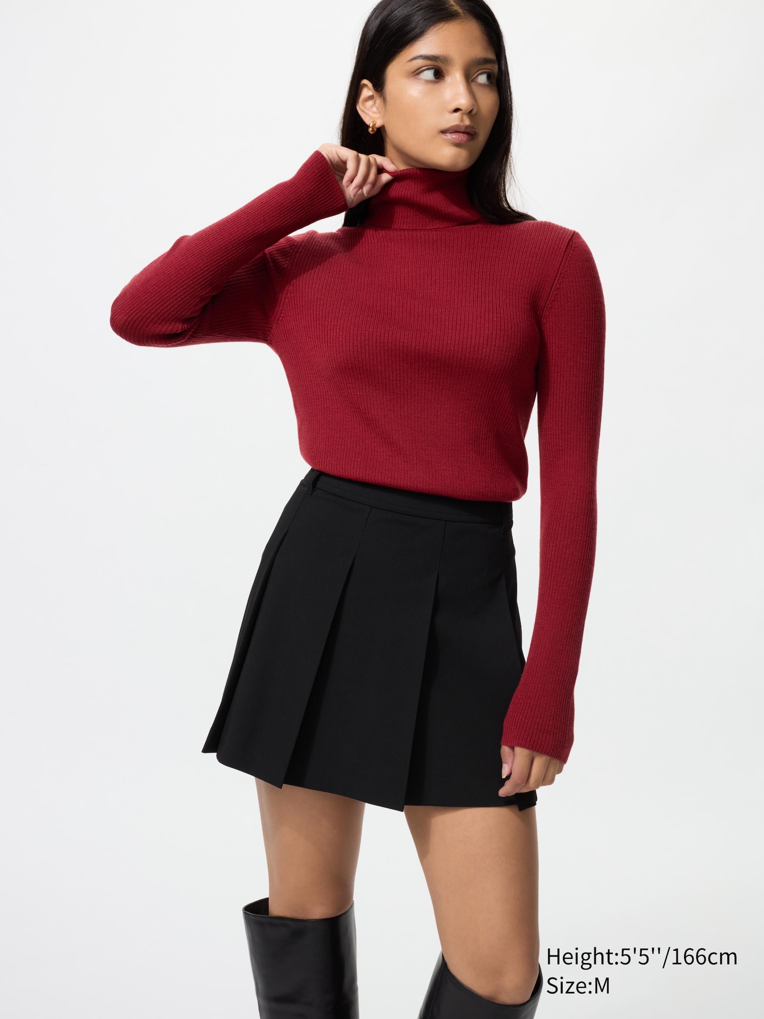 Maglione 100% Merino a Coste Collo Alto