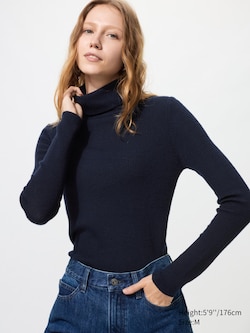 100% Merino Ribbed Turtleneck Jumper