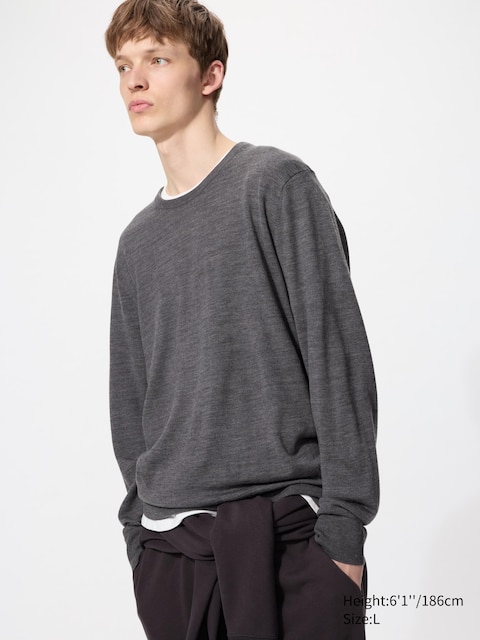 Uniqlo - Pull 100% Laine Mérinos - Gris - M