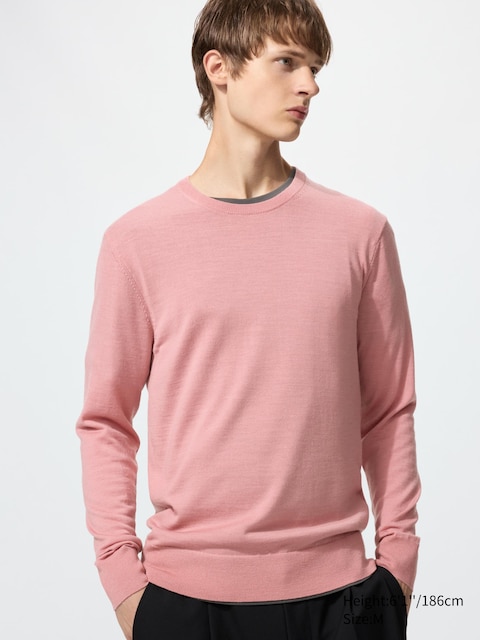 Uniqlo - Pull 100% Laine Mérinos - Rose - M