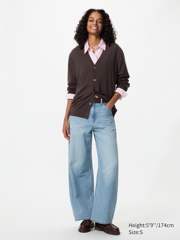 100% Merino V Neck Cardigan