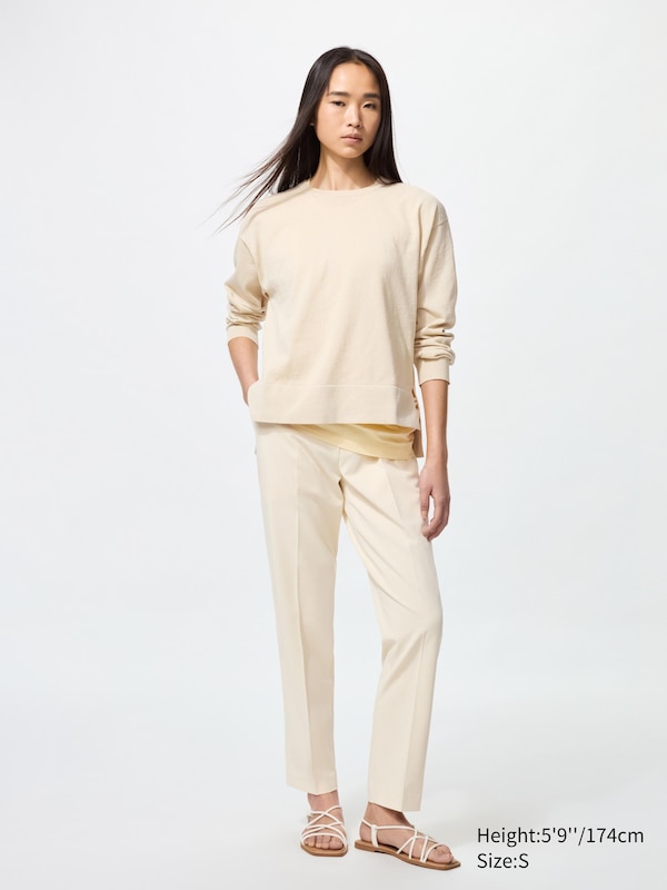 Pantalon Lin Uniqlo Femme Pantalon Large Plissé (Standard) Pour