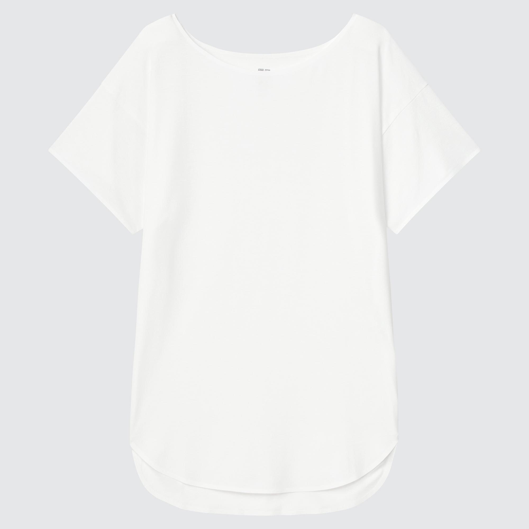 Uniqlo Donna Abbigliamento Top e t-shirt T-shirt Polo Poliestere T-Shirt AIRism Senza Cuciture Taglio Lungo Collo A Barchetta 