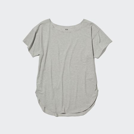 T-Shirt AIRism Senza Cuciture Taglio Lungo Collo A Barchetta Donna