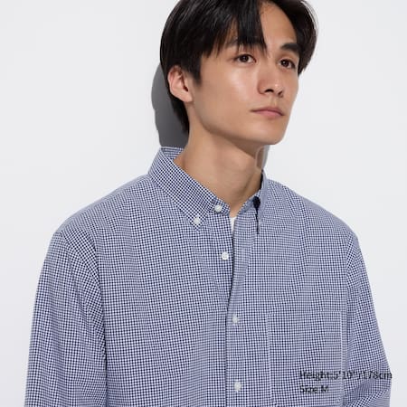 Extra Fine Cotton Broadcloth Checked Shirt (Button-Down Collar)