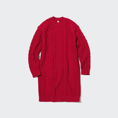 Girls Cable Knit Long Sleeved Dress