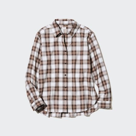 Women Soft Brushed Checked Long Sleeved Shirt