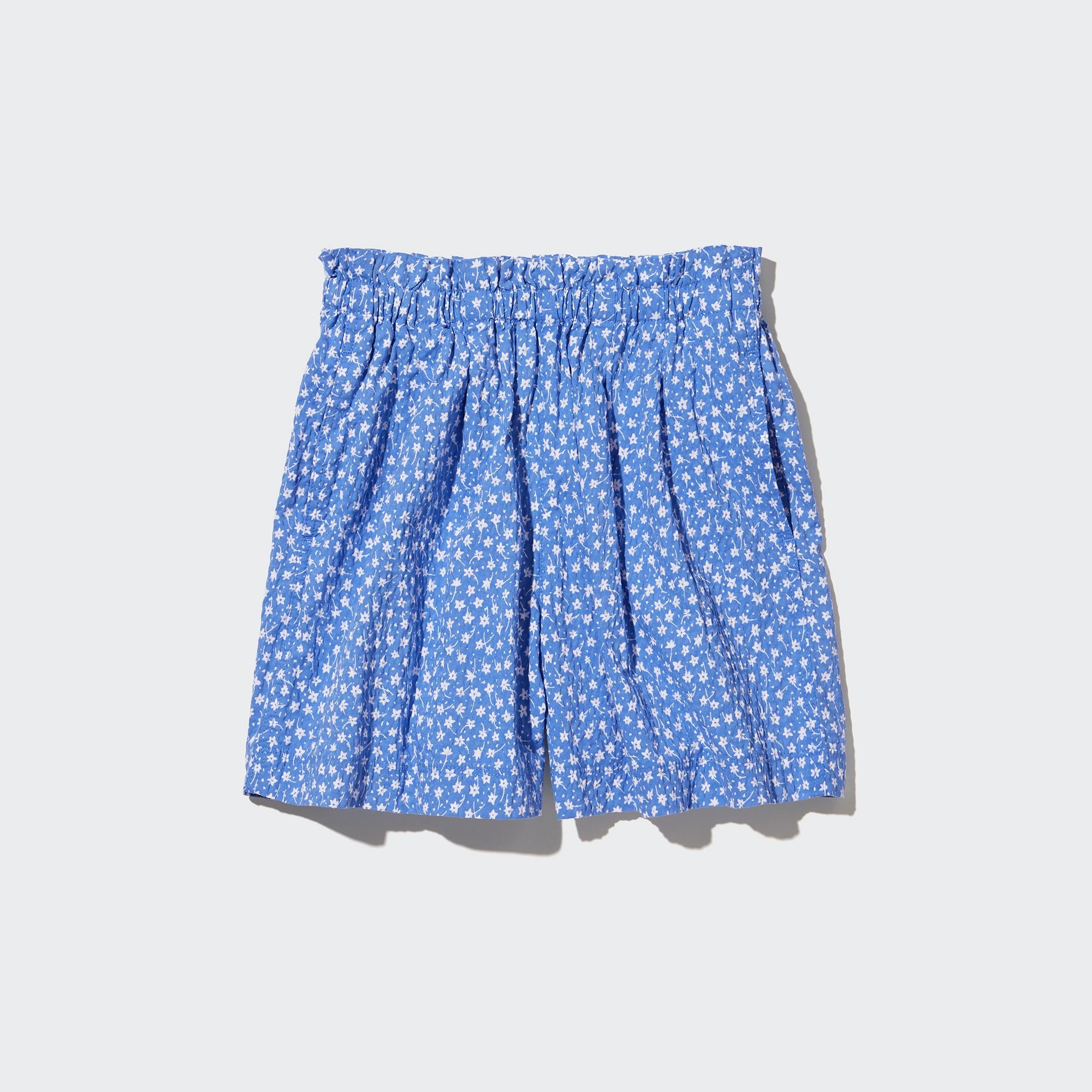 Girls Seersucker Flower Print Easy Shorts