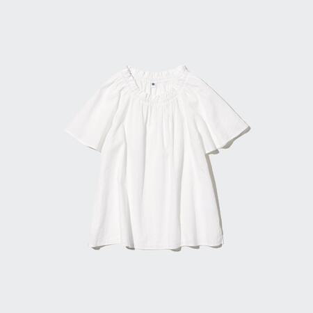 Kids 100% Cotton Seersucker Short Sleeved Blouse