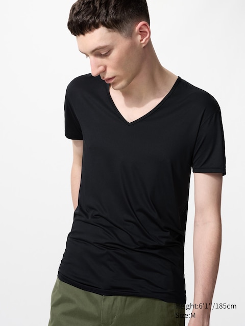 Uniqlo - T-Shirt Airism Col V - Noir - 3XL