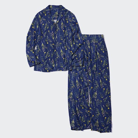 Viscose Satin Printed Long Sleeved Pyjamas