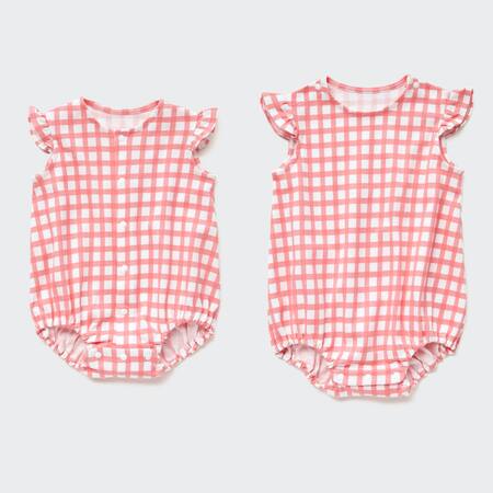 Newborn 100% Cotton Checked Sleeveless One Piece Outfit