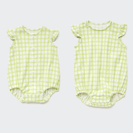 Newborn 100% Cotton Checked Sleeveless One Piece Outfit
