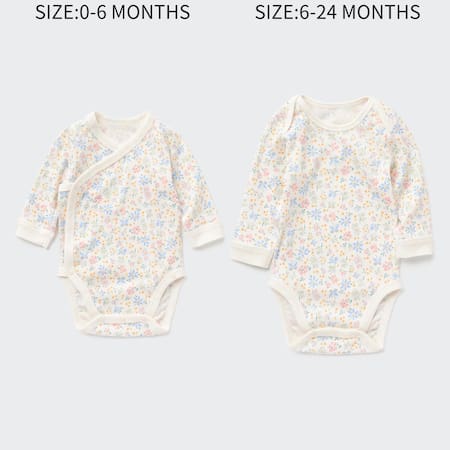 Newborn 100% Cotton Joy Of Print Flower Print Long Sleeved Bodysuit
