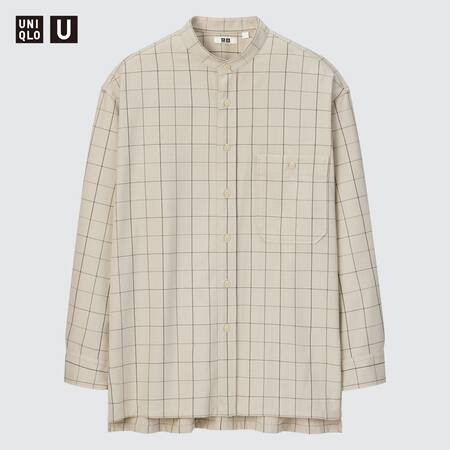Uniqlo U Flannel Oversized Checked Shirt (Grandad Collar)