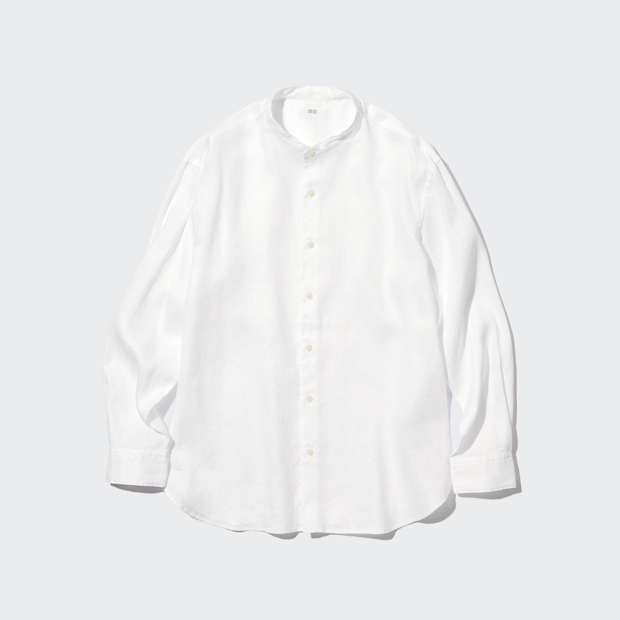 Men's Grandad Collar Shirts | Collarless Shirts | UNIQLO EU