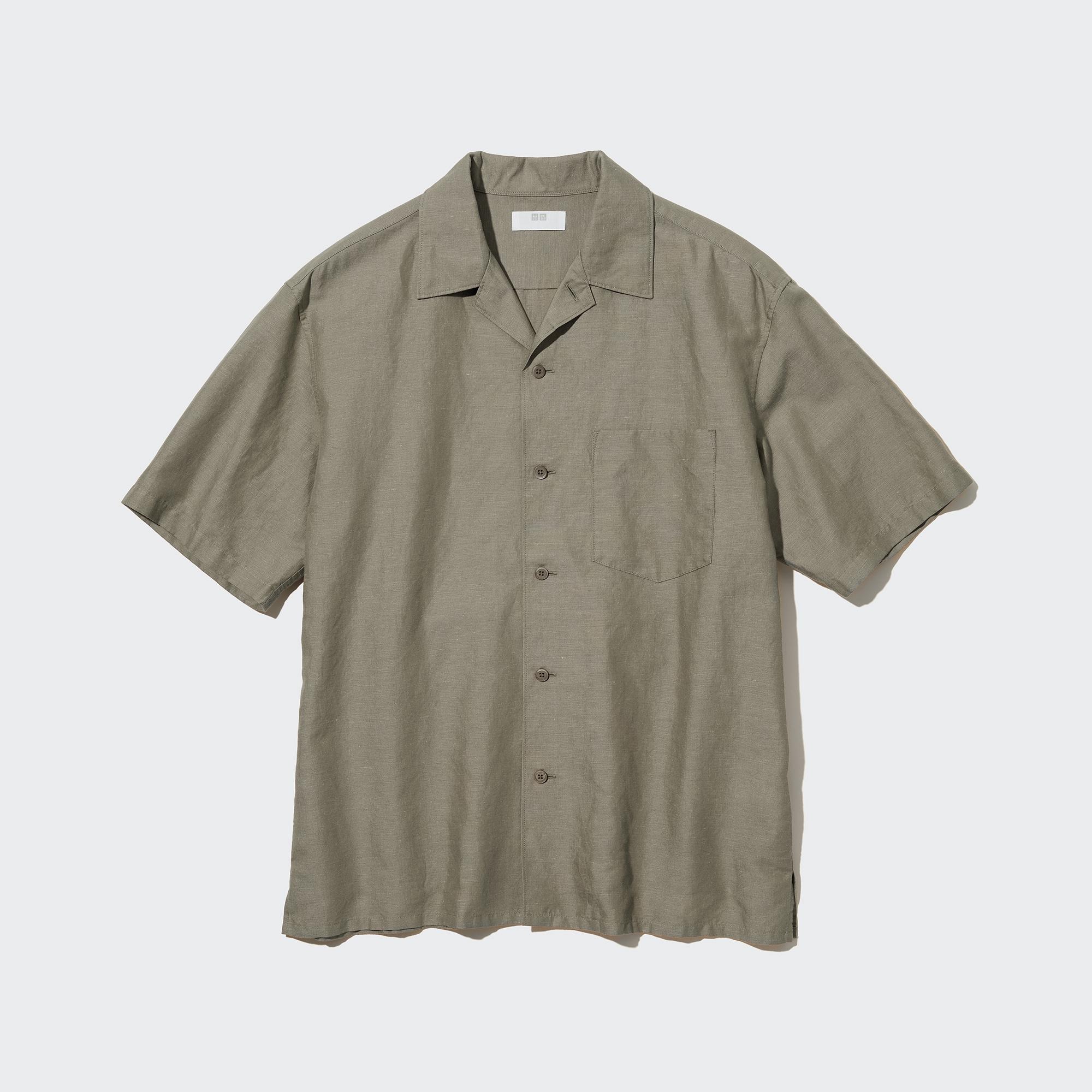 Linen Blend Short Sleeved Shirt (Open Collar) | UNIQLO GB