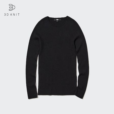 100% Cashmere 3D Knit Seamless Ribbed Crew Neck Jumper