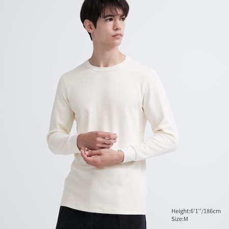 HEATTECH Extra Warm Cotton Waffle Crew Neck Long Sleeved Thermal Top